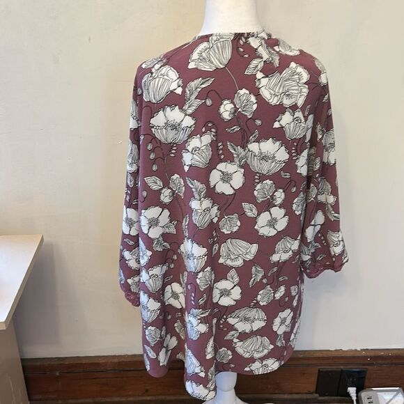 Cameo Appearance mauve white floral open lightweight cardigan Size 1X EUC - Picture 5 of 9